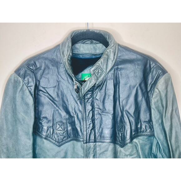 VINTAGE 80s Leather Bomber Jacket Hill and Archer Size 42 - Picture 6 of 12